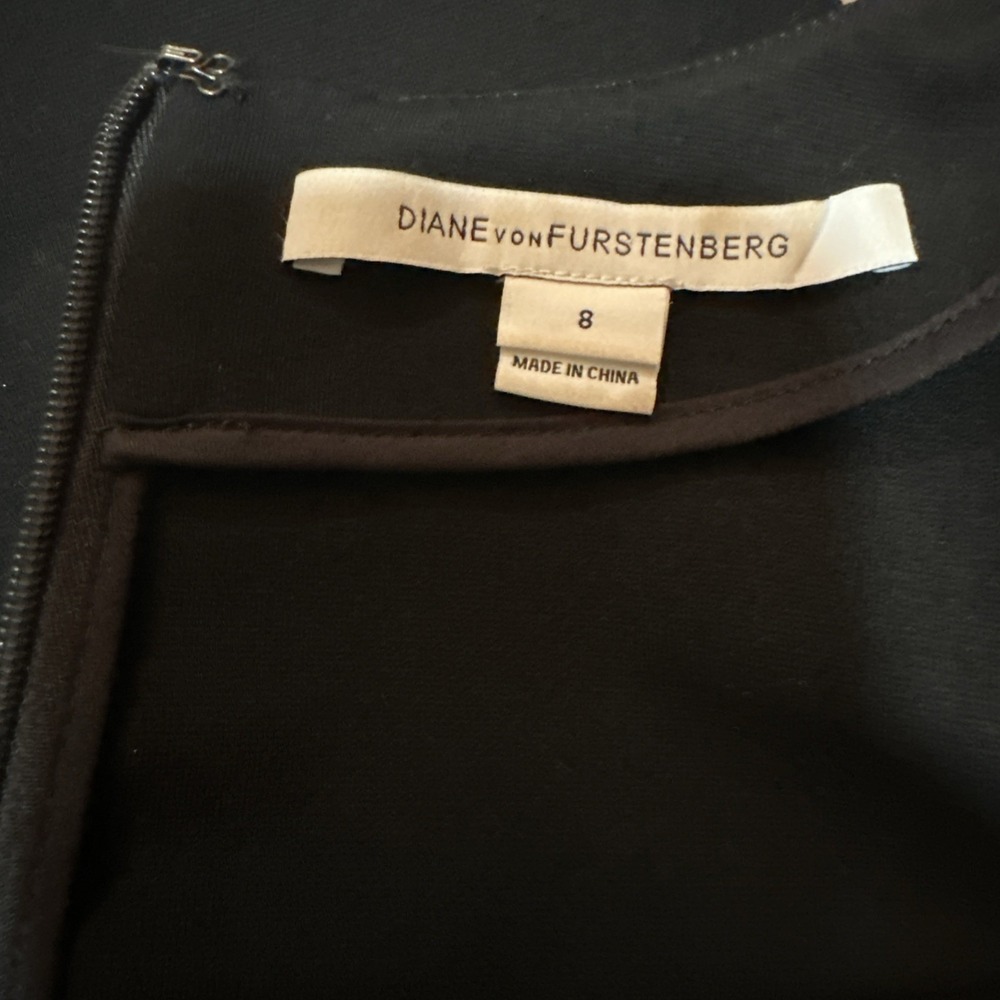Diane Von Furstenberg Dayton Leather Cocktail Dress Camel & Black Women's Size 8 - Picture 12 of 14